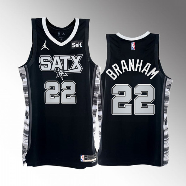 Men's Black San Antonio Spurs #22 Malaki Branham 2022/23 Black Stitched Basketball Jersey